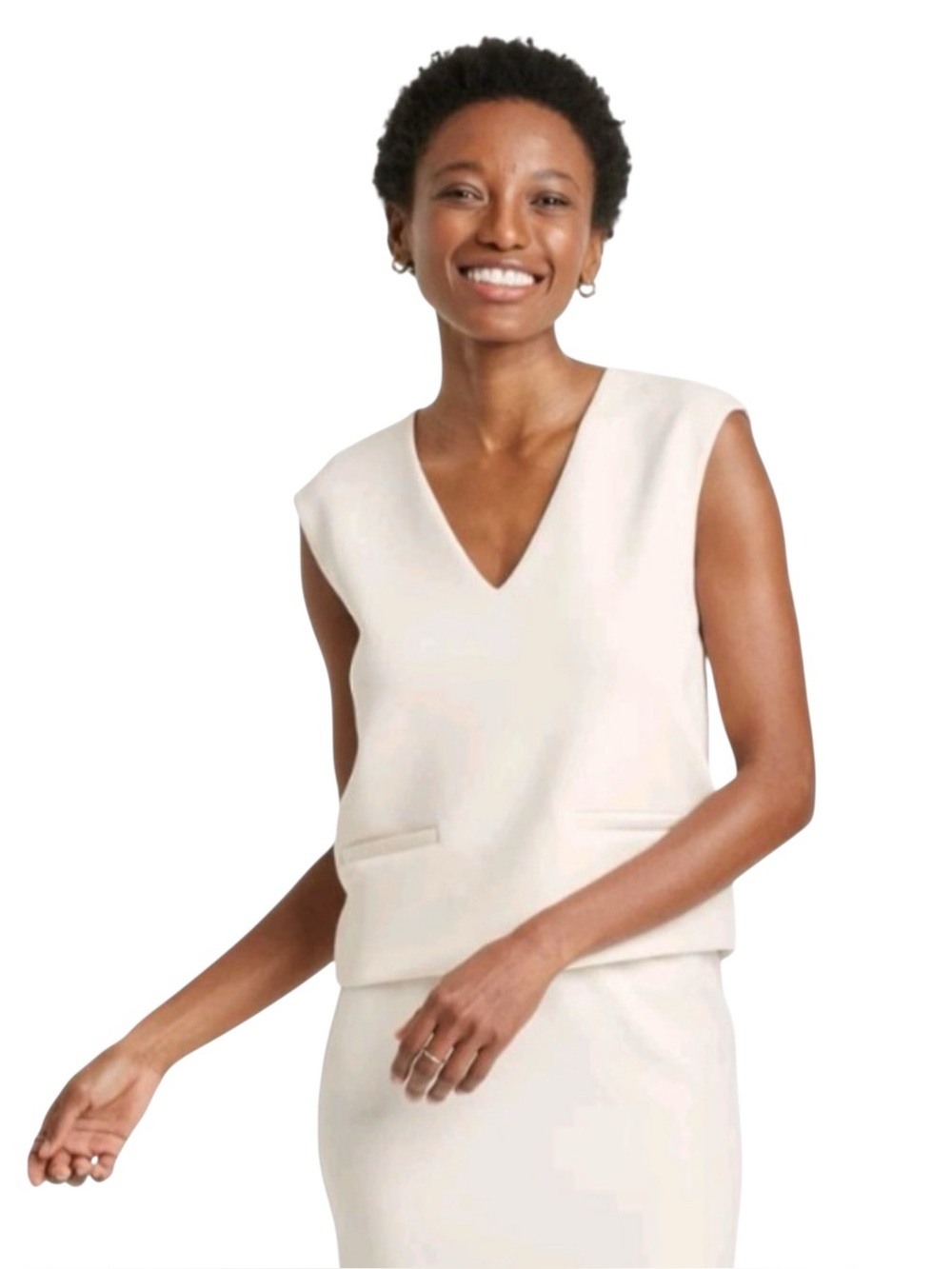 A New Day Sandwash Vest Cream Sz XS NWT